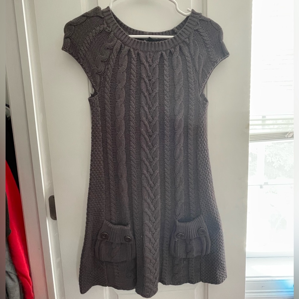 Half sleeve gray sweater dress style and co size petite medium